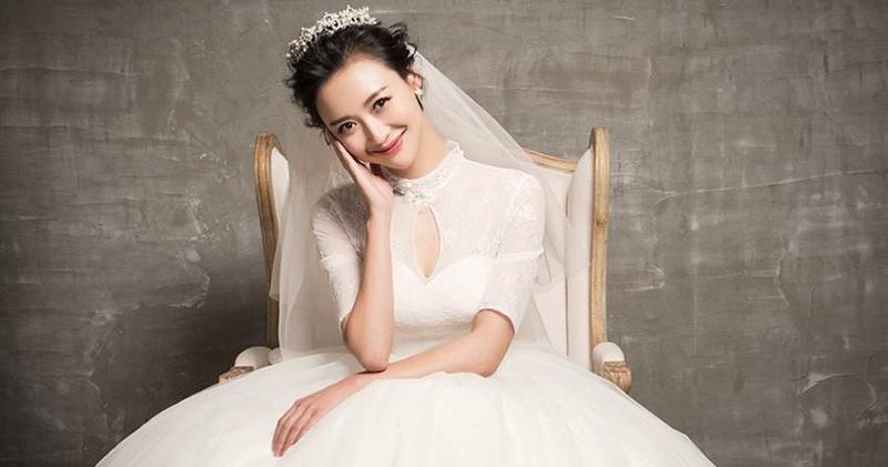 楊舒化身優雅小女人時尚婚紗寫真大片