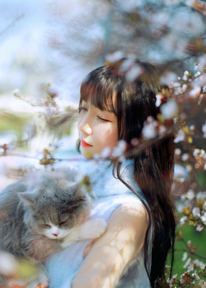 清純性感美女李大夢櫻花雨中的絕美寫真