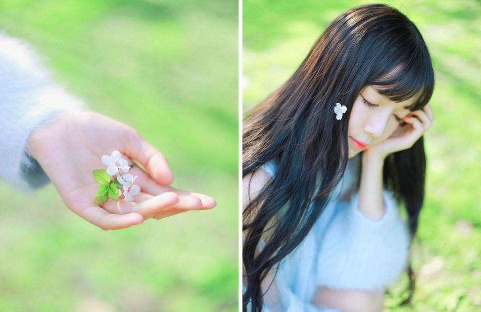 清純性感美女李大夢櫻花雨中的絕美寫真