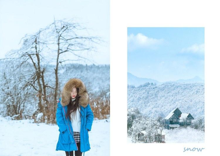 雪天長發(fā)美女鼻尖泛紅美麗動(dòng)人圖片