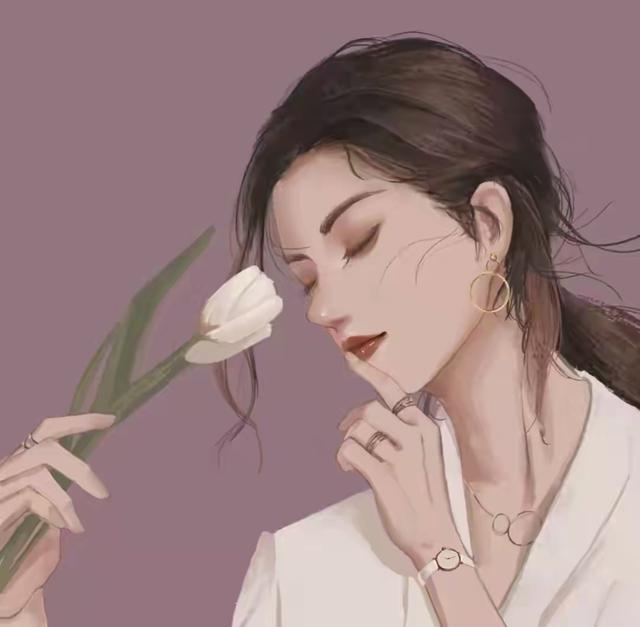 手繪文藝風女生頭像，唯美治愈系