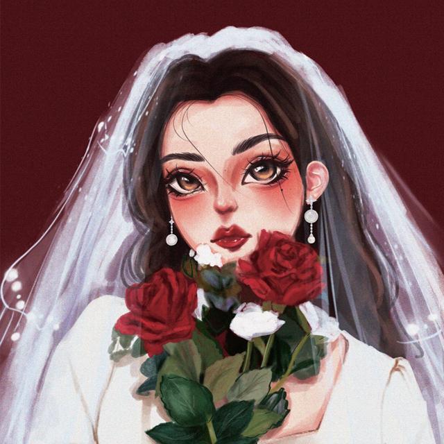 手繪文藝風女生頭像，唯美治愈系