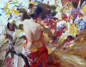 俄羅斯女人藝術(美女與綻放的鮮花——俄羅斯畫家Alexander Gorbikov個性油畫欣賞)