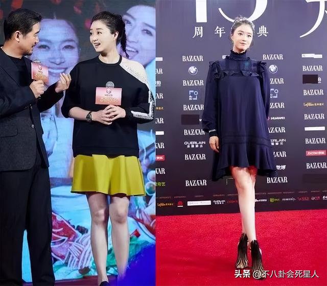 看臉90斤,看腿150斤,這7位女星小臉配粗腿,身材太不協調