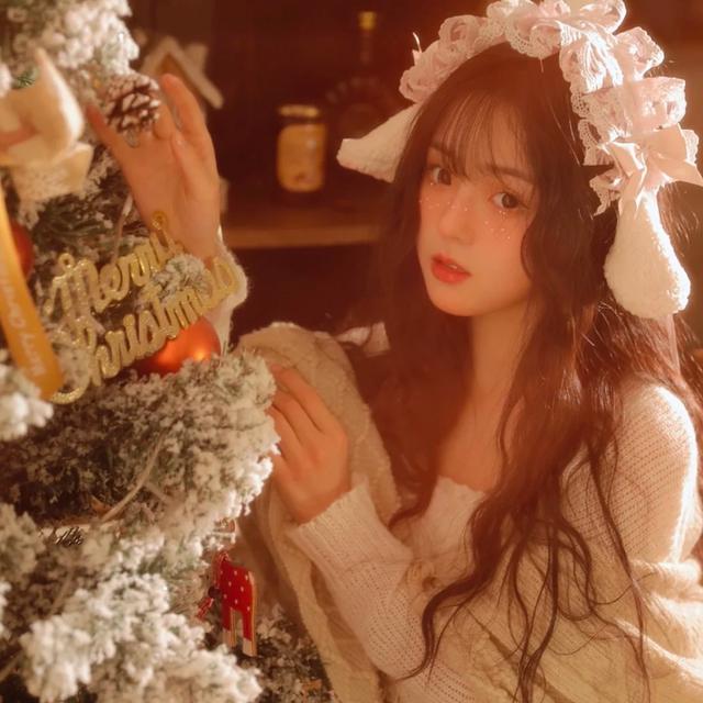 圣誕氣氛美女女頭高清頭像圖