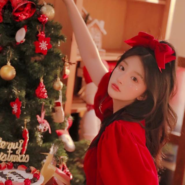 圣誕氣氛美女女頭高清頭像圖